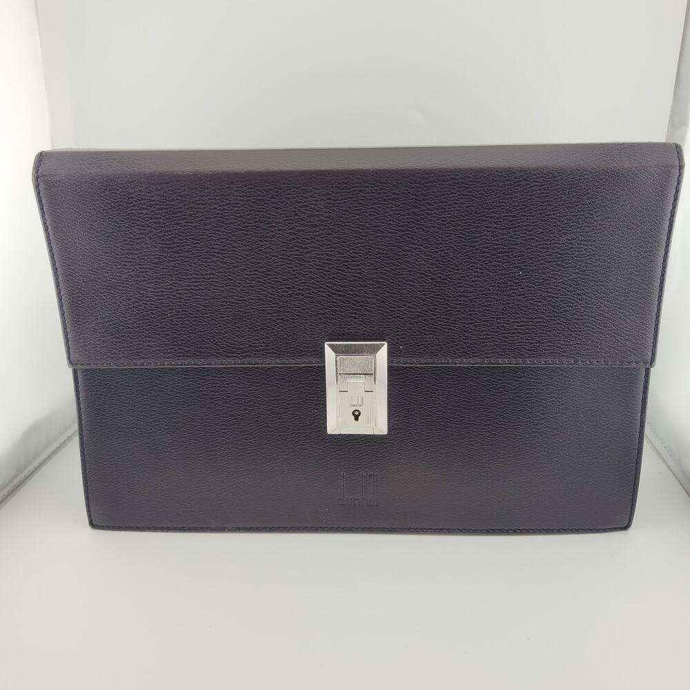 Dunhill Black Leather Combo Lock Clutch Case Second Bag